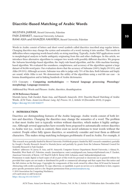 Diacritic-Based Matching of Arabic Words. ACM Trans