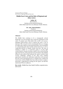 Middle East Crisis and the Role of Regional And