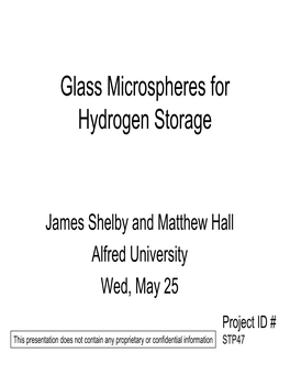 Glass Microspheres for Hydrogen Storage