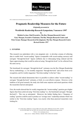 Pragmatic Readership Measure for the Future.Pdf