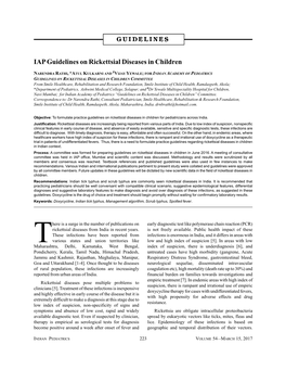 IAP Guidelines on Rickettsial Diseases in Children