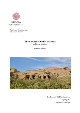 The Shrines of Gebel El-Silsila and Their Function