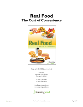 Real Food the Cost of Convenience