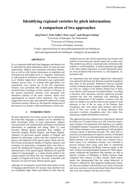 Identifying Regional Varieties by Pitch Information: a Comparison of Two Approaches