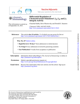 Integrin Activity 7Β , and 3Β , 2 Β Chemoattractant-Stimulated Differential Regulation Of