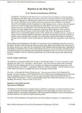 Baptism in the Holy Spirit by Father Raniero Cantalamessa Page 1 of 5