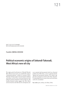 Political Economic Origins of Sekondi‑Takoradi, West Africa's New Oil City