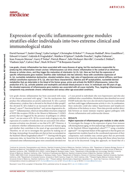 Expression of Specific Inflammasome Gene Modules Stratifies Older