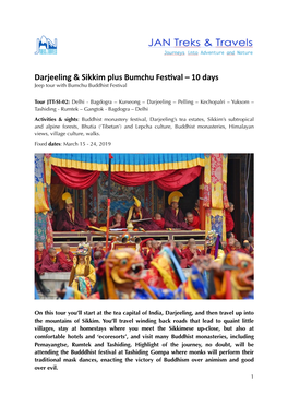 W & S Sikkim, Darjeeling & Bumchu Festival