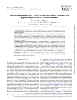 Two Decades of Demography Reveals That Seed and Seedling Transitions Limit Population Persistence in a Translocated Shrub