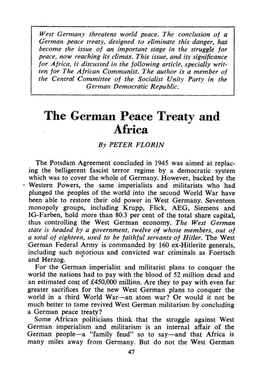 The German Peace Treaty and Africa by PETER FLORIN