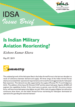 Is Indian Military Aviation Reorienting? Kishore Kumar Khera