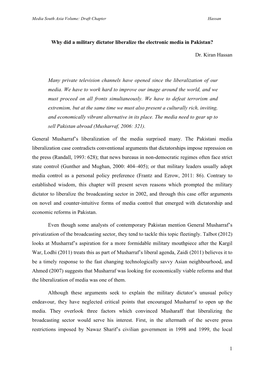 1 Why Did a Military Dictator Liberalize the Electronic Media in Pakistan?