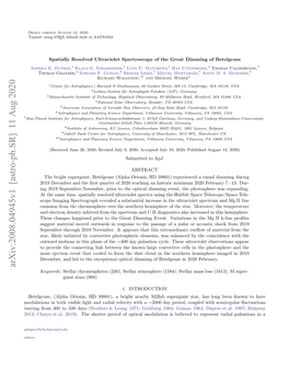 Spatially Resolved Ultraviolet Spectroscopy of the Great Dimming