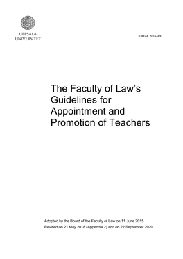 The Faculty of Law's Guidelines for Appointment and Promotion Of