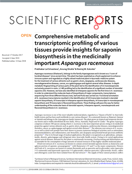 Comprehensive Metabolic and Transcriptomic Profiling of Various