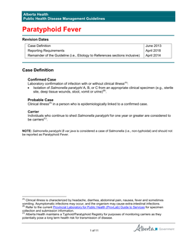 Paratyphoid Fever