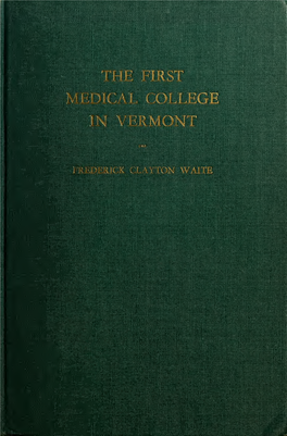 First Medical College in Vermont: Castleton, 1818-1862