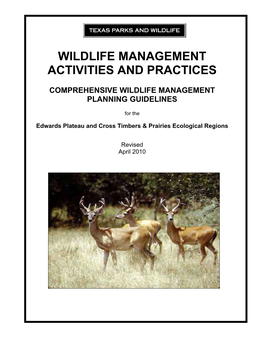 Wildlife Management Activities and Practices