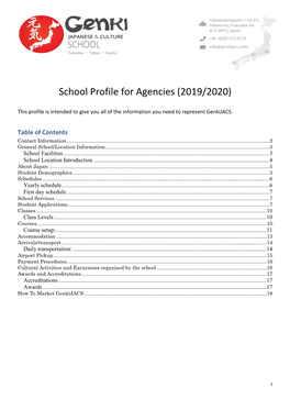 School Profile for Agencies (2019/2020)