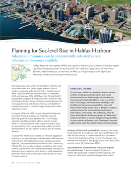 Planning for Sea-Level Rise in Halifax Harbour Adaptation Measures Can Be Incrementally Adjusted As New Information Becomes Available