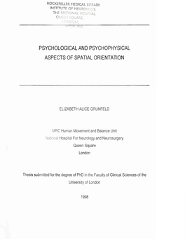 Psychological and Psychophysical Aspects of Spatial Orientation