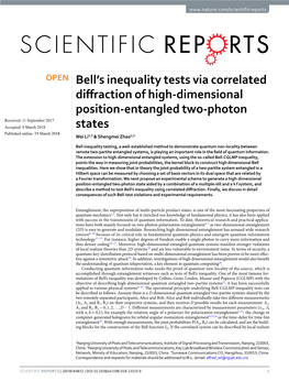 Bell's Inequality Tests Via Correlated Diffraction of High-Dimensional