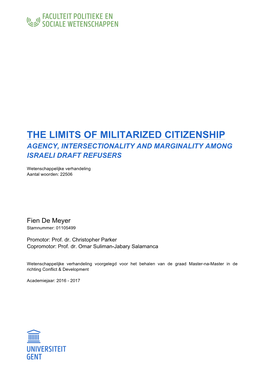 The Limits of Militarized Citizenship Agency, Intersectionality and Marginality Among Israeli Draft Refusers