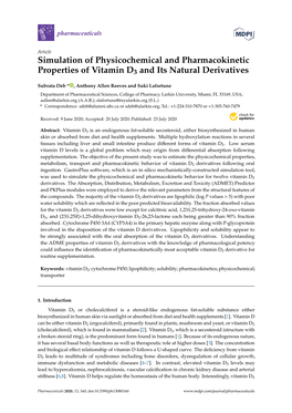 Simulation of Physicochemical and Pharmacokinetic Properties of Vitamin D3 and Its Natural Derivatives