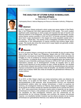 7 the Analysis of Storm Surge in Manila Bay, the Philippines