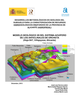 MODELO GEOLÓGICO 3D DEL SISTEMA ACUÍFERO DE LOS ANTICLINALES DE ORCHETA (Hoja 847, Villajoyosa; Alicante)