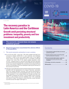 The Recovery Paradox in Latin America and the Caribbean Growth Amid Persisting Structural Problems: Inequality, Poverty and Low Investment and Productivity