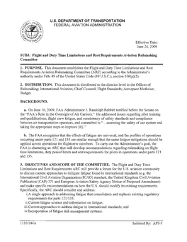 Flight and Duty Time Limitations and Rest Requirements Aviation Rulemaking Committee