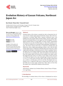 Evolution History of Gassan Volcano, Northeast Japan Arc