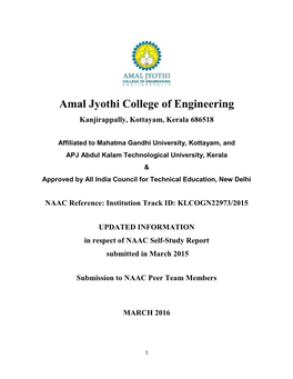 Amal Jyothi College of Engineering Kanjirappally, Kottayam, Kerala