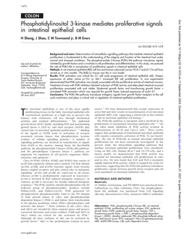 Phosphatidylinositol 3-Kinase Mediates Proliferative Signals in Intestinal Epithelial Cells H Sheng, J Shao, C M Townsend Jr, B M Evers