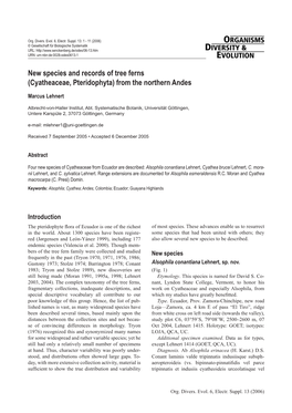 New Species and Records of Tree Ferns (Cyatheaceae, Pteridophyta) from the Northern Andes