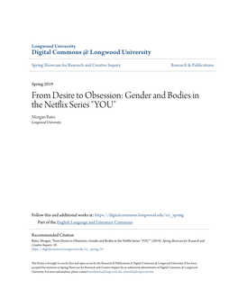 Gender and Bodies in the Netflix Series "YOU" Morgan Bates Longwood University