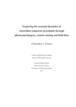 Exploring the Seasonal Dynamics of Australian Temperate Grasslands Through Phenocam Imagery, Remote Sensing and Field Data