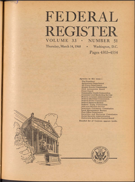 FEDERAL REGISTER VOLUME 33 • NUMBER 51 Thursday, March 14, 1968 • Washington, D.C