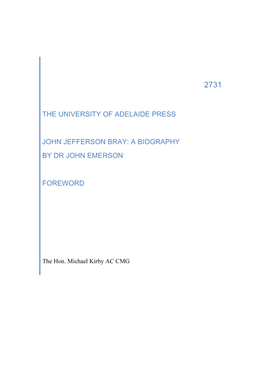The University of Adelaide Press John Jefferson Bray