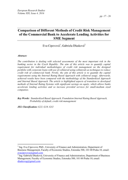 Comparison of Different Methods of Credit Risk Management of the Commercial Bank to Accelerate Lending Activities for SME Segment