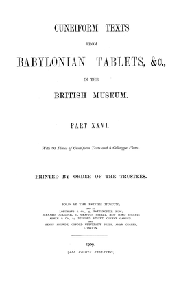 Cuneiform Texts from Babylonian Tablets, &C., in the British Museum