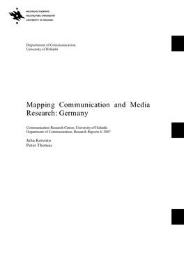 Mapping Communication and Media Research: Germany