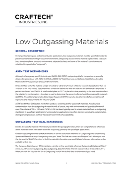 Low Outgassing Materials