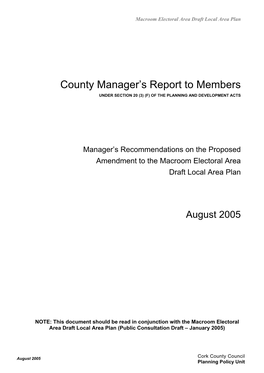Macroom Managers Report