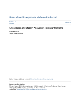 Linearization and Stability Analysis of Nonlinear Problems