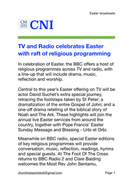 CNI -Easter Broadcasts