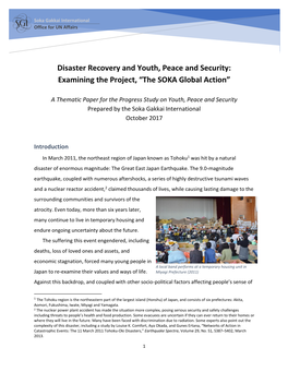 Disaster Recovery and Youth, Peace and Security: Examining the Project, “The SOKA Global Action”