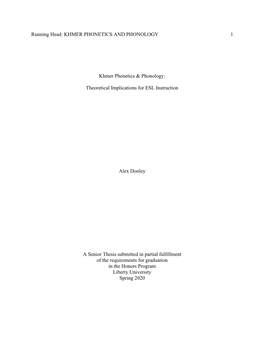 Khmer Phonetics & Phonology: Theoretical Implications for ESL Instruction